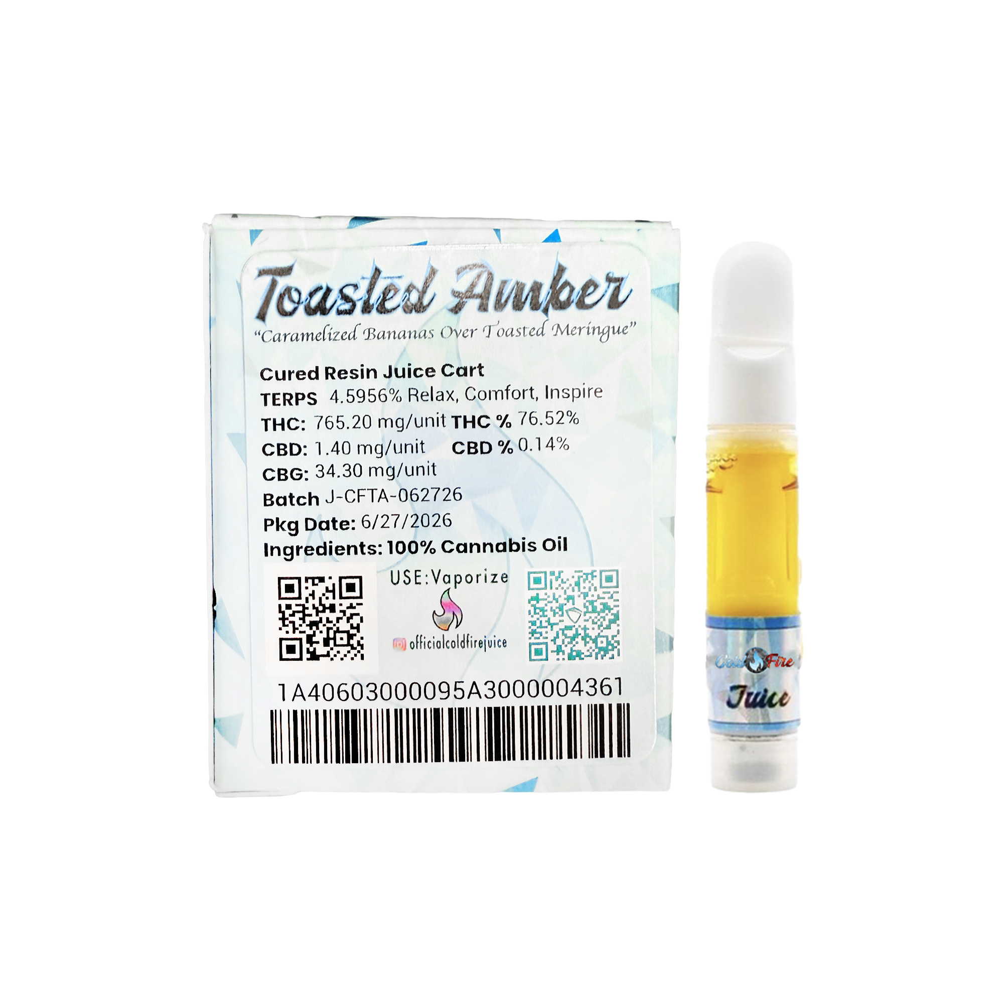 ColdFire Toasted Amber Cured Resin Juice Cartridge 1.0g