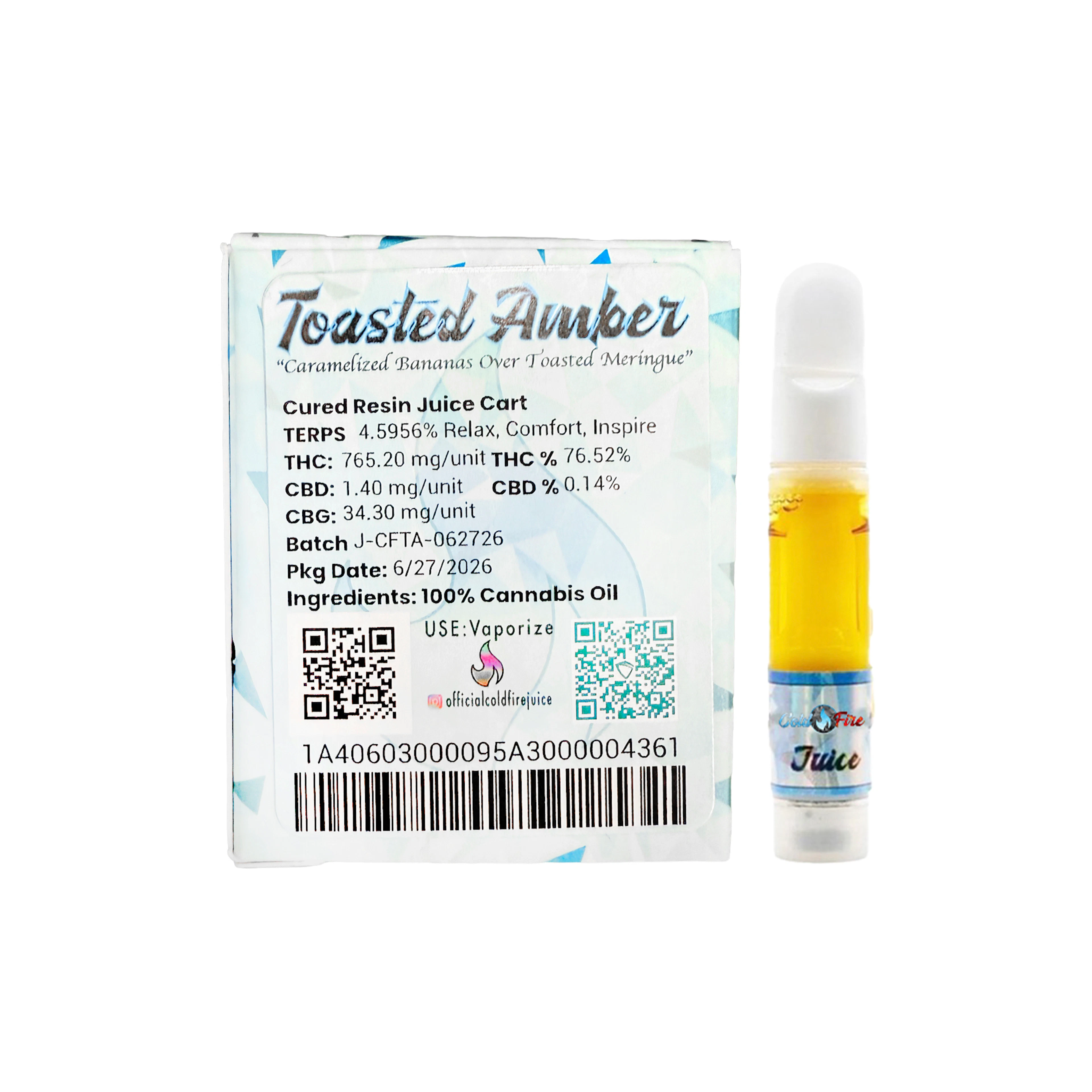 ColdFire Toasted Amber Cured Resin Juice Cartridge 1.0g