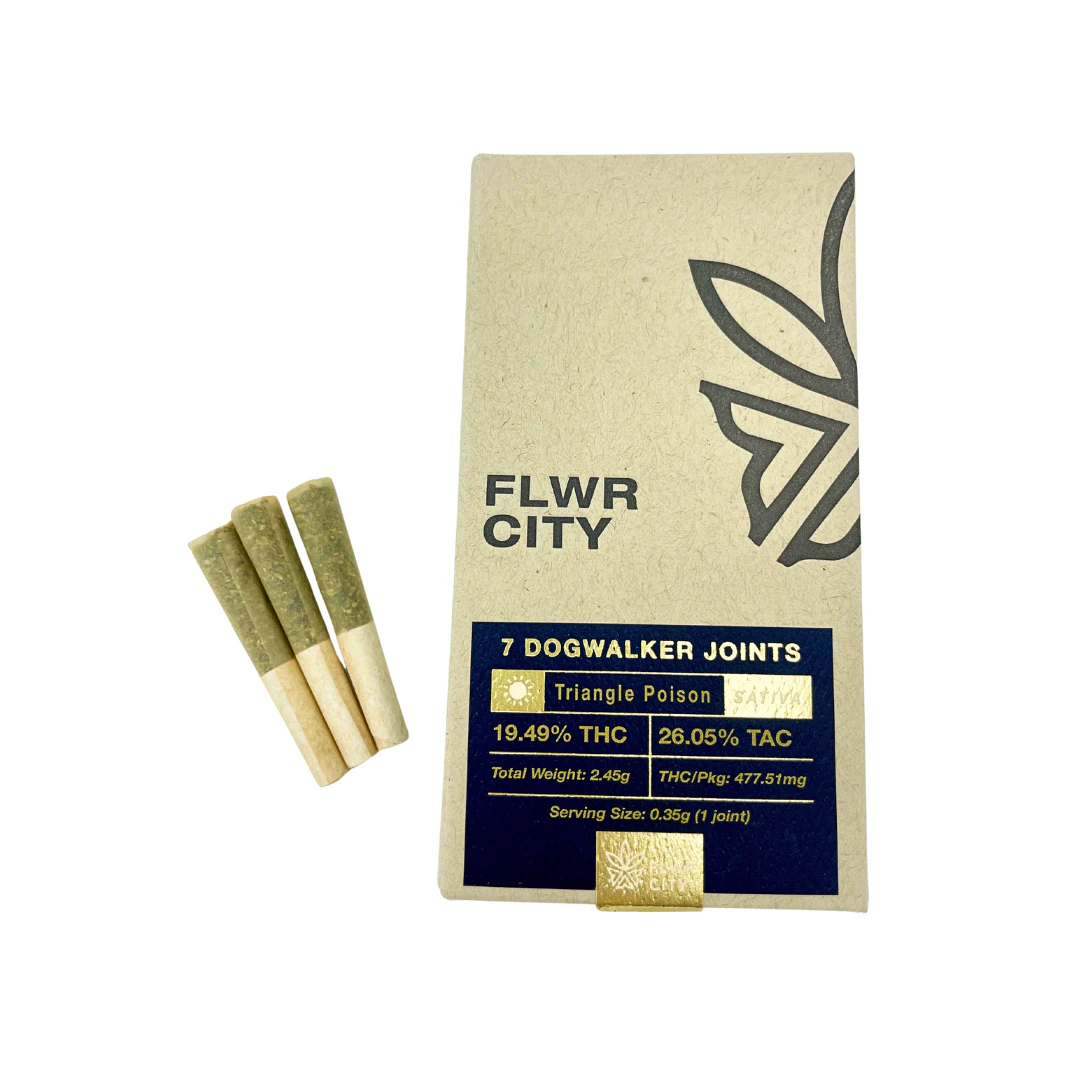 FLOWER CITY - Flwr City - Triangle Poison (2.0) - 19.49% THC - 7pk Dog Walkers Joints (.35g) - Pre-roll Main Image