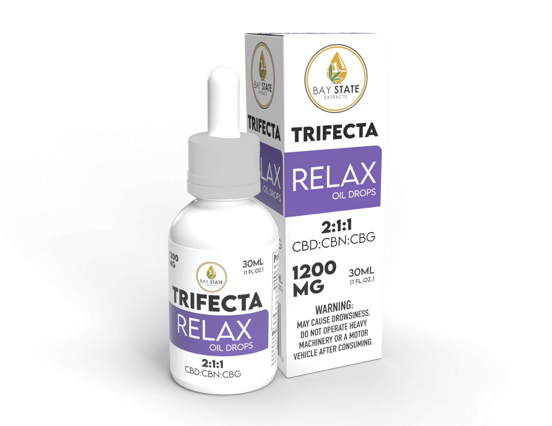 Bay State Hemp Company - Trifecta Relax CBD Oil Drops - 30ml - Bay State Hemp Co Main Image
