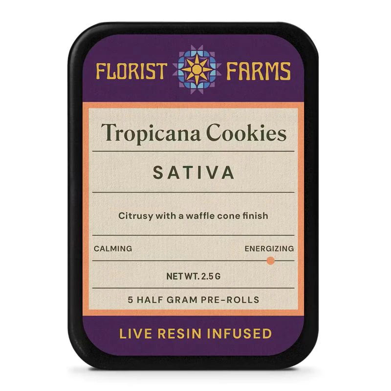 Florist Farms - Tropical Cookies | Infused Pre-rolls | 0.5g 5-pack | Florist Farms Main Image