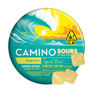 KIVA - Tropical Burst (Energy) (S)| 10mg THC: 5Mg THCV 10Pk Sours Gummies | Camino