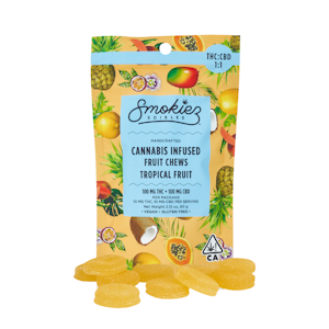 Smokiez Edibles - 200mg 1:1 THC:CBD Tropical Fruit Chews (10mg THC, 10mg CBD - 10 pack) - Smokiez