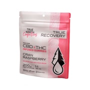 Cran Raspberry 1:1 THC:CBD 100mg Gummies (5x20mg) - TRUE NORTH COLLECTIVE
