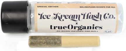 True Organics x Ice Kream Hash Co. - Gastro Pop2 (S Hybrid) Single Scoop Rosin Infused Preroll- .5g