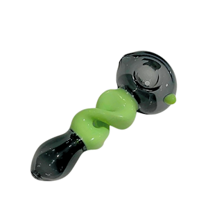  - Twirl Glass Pipe - Black and Green