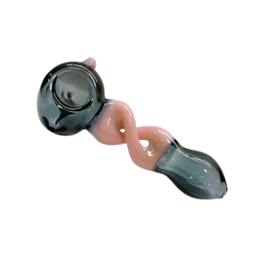 Twirl Glass Pipe - Black and Pink picture