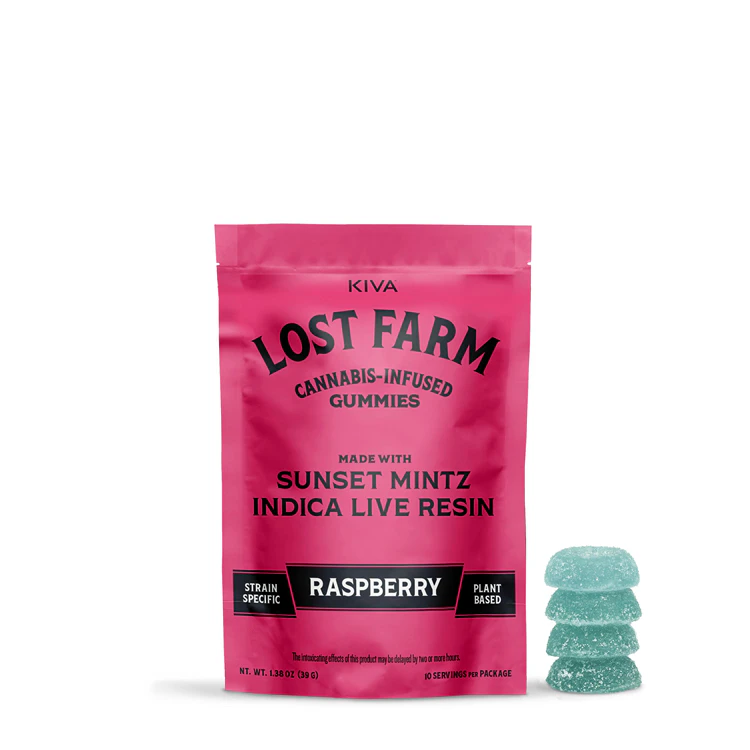 KIVA - Kiva Lost Farm Live Resin Gummies Raspberry Sunset Mintz Main Image