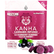 Kanha - Acai Blueberry 2CBG:1THC - Gummy - 10 Pack - 100mg