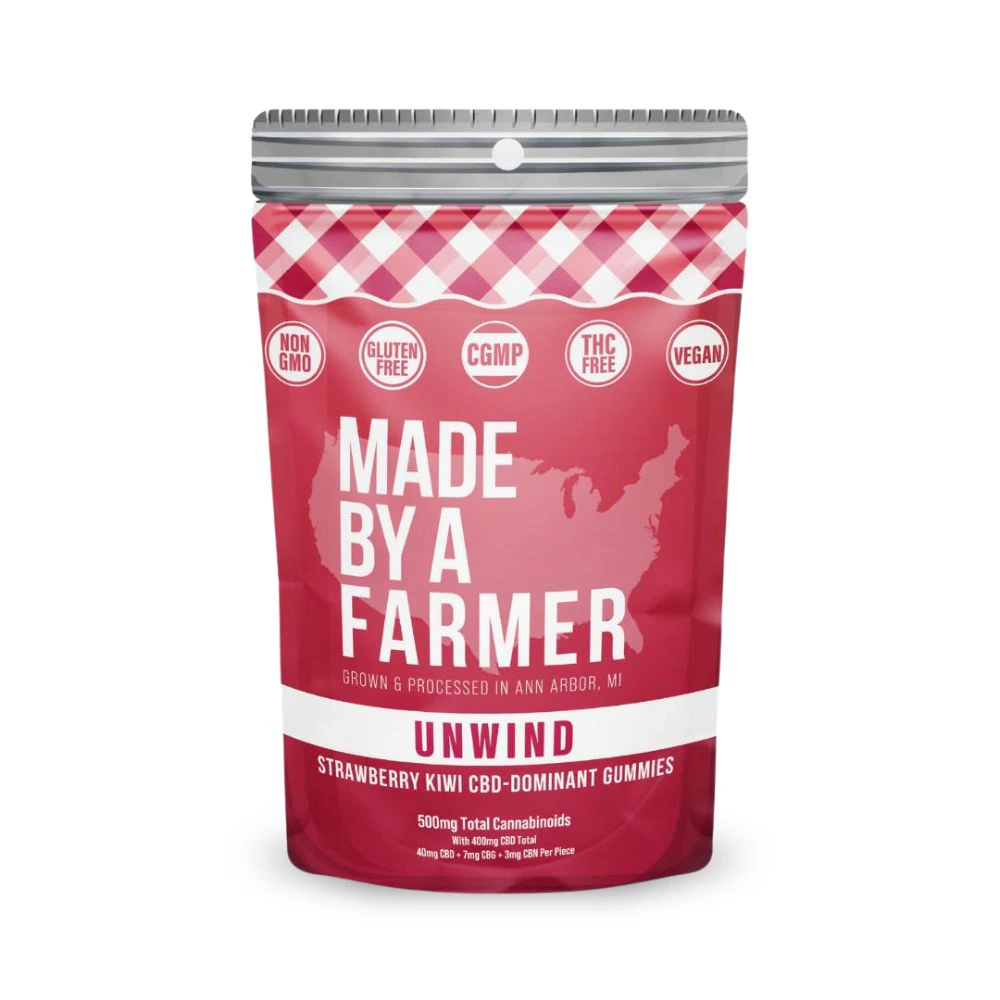 Made By A Farmer - Unwind Strawberry Kiwi 400mg 40:7:3 CBD:CBG:CBN (10x40mg) - MADE BY A FARMER Main Image