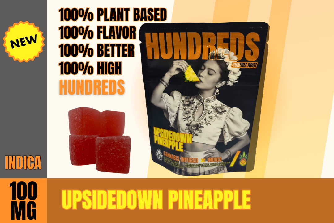 100mg THC Upside Down Pineapple Gummies (10mg - 10 pack) - HUNDREDS picture
