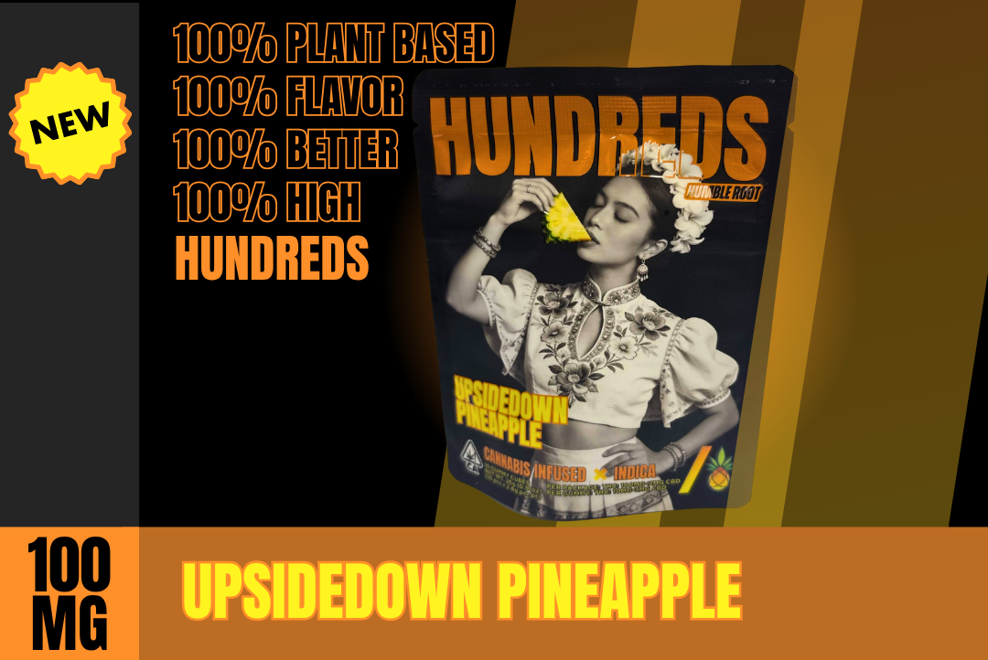 100mg THC Upside Down Pineapple Gummies (10mg - 10 pack) - HUNDREDS picture
