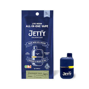 JETTY EXTRACTS - AIO (Mini Tank) - Governmint Oasis (OCAL Solventless) - 1g (H) - Jetty