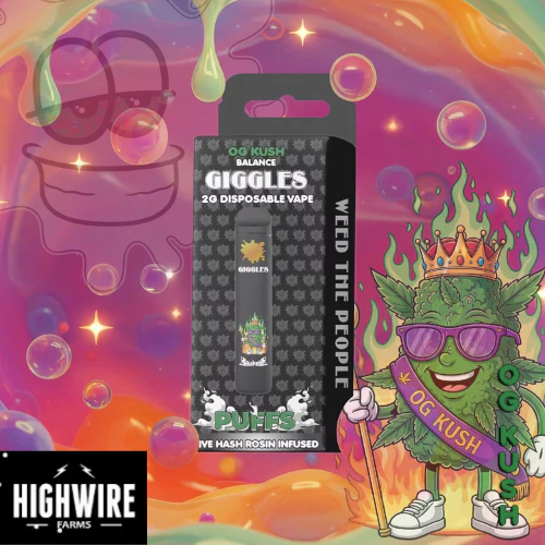 Giggles Puffs - Giggles Puffs Disposable Live Hash Rosin OG Kush 2g Main Image