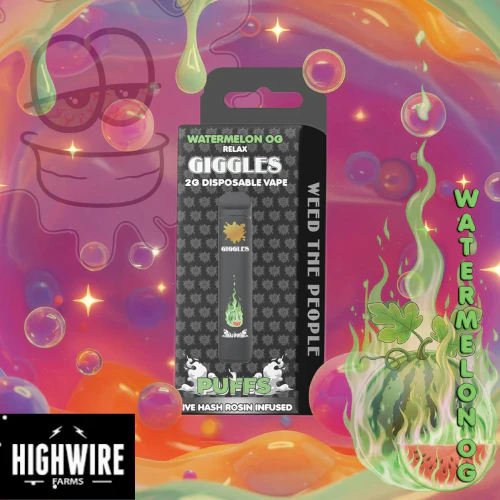 Giggles Puffs - Giggles Puffs Disposable Live Hash Rosin Watermelon OG 2g Main Image