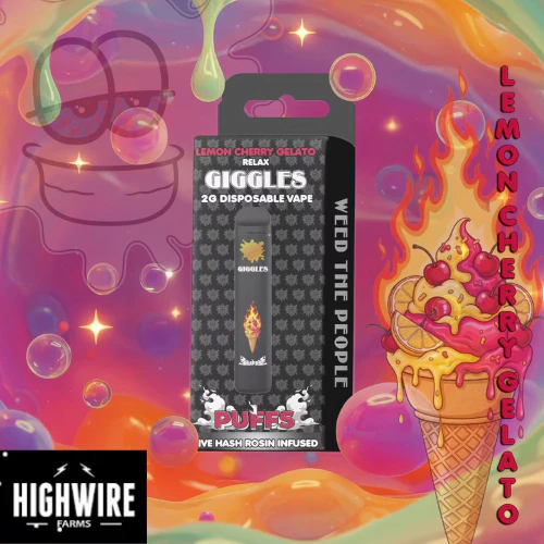 Giggles Puffs - Giggles Puffs Disposable Live Hash Rosin Lemon Cherry Gelato 2g Main Image