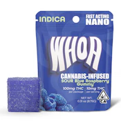 WHOA - Nano Gummy 100mg Single - Indica Sour Blue Raspberry