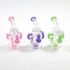 LUV BUDS - 8" Bent Neck 4X Recycler Bong/Rig
