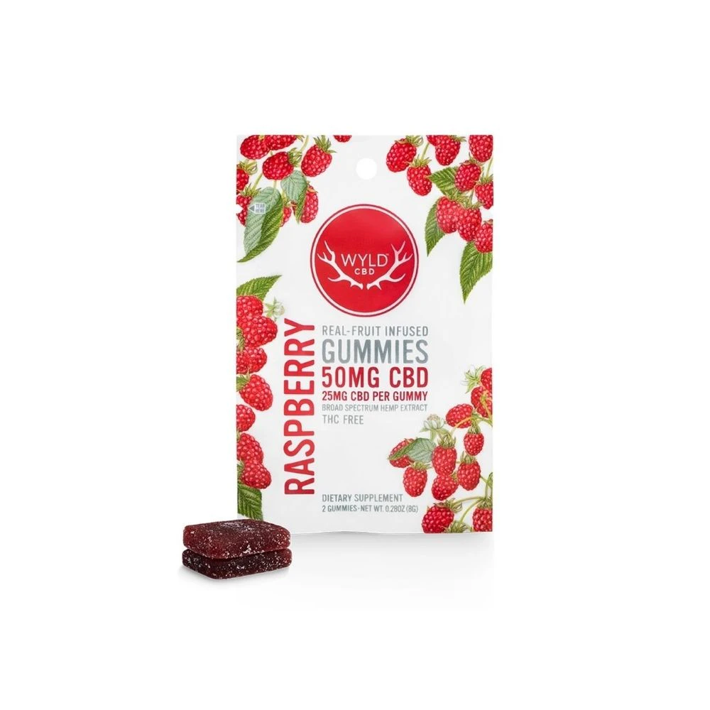 Wyld CBD - Raspberry CBD 50mg Gummies (2x25mg) - WYLD CBD Main Image