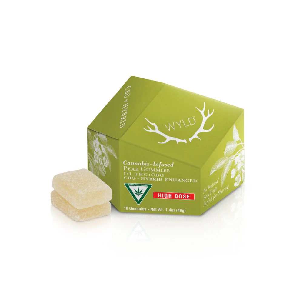 WYLD - Pear 1:1 THC:CBG 200mg Gummies (10x20mg) - WYLD Main Image