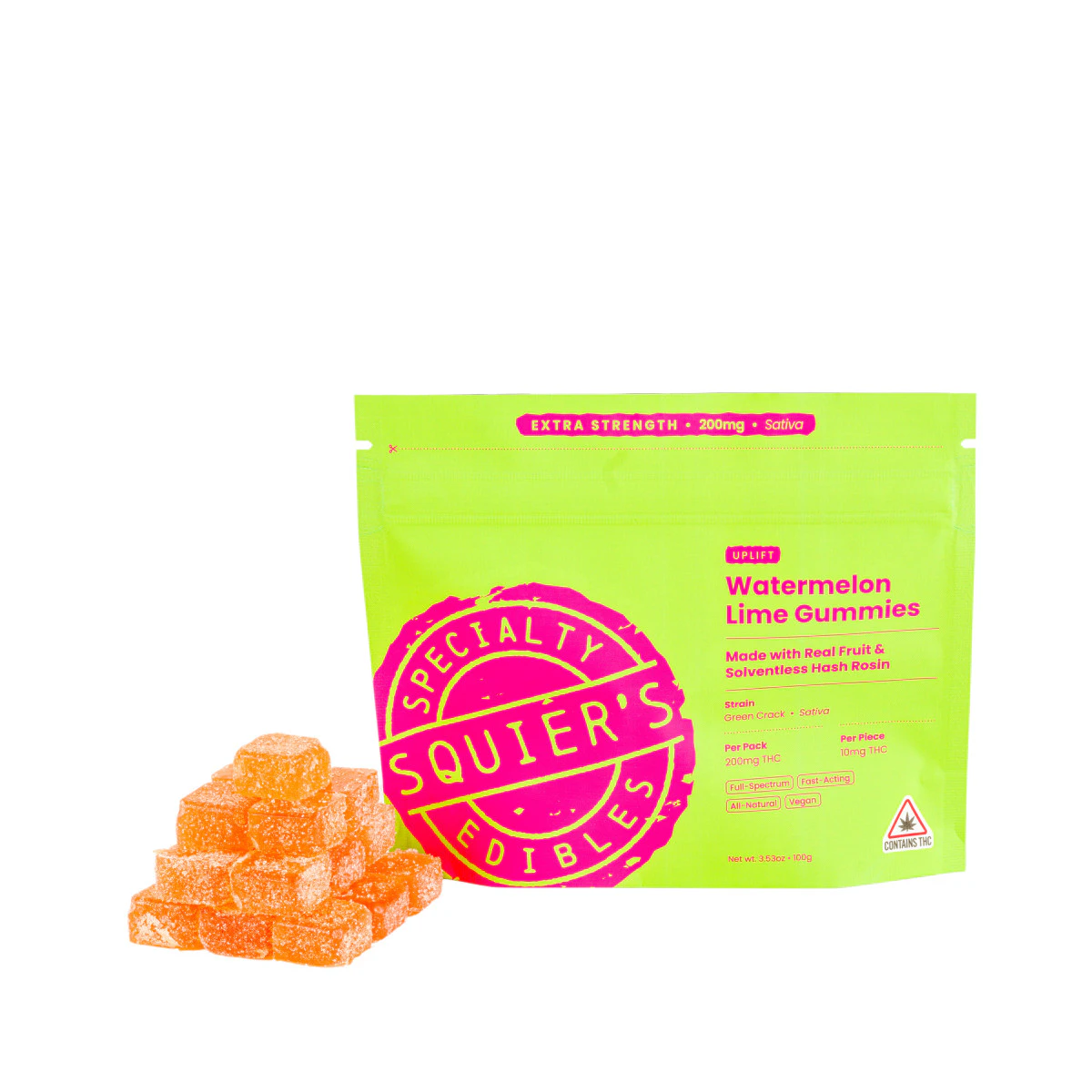 Squier's - Squier's | Watermelon Lime | 10mg Gummy | 20-Pack | 200mg Total | Hash Rosin | [S] Main Image