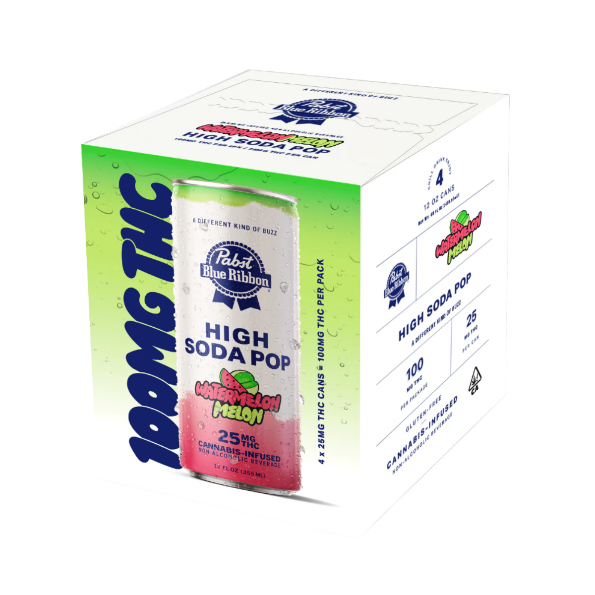 Pabst Labs - Watermelon Melon Soda | Infused High Soda 12oz (4pk) 25mg THC | Pabst Labs Main Image