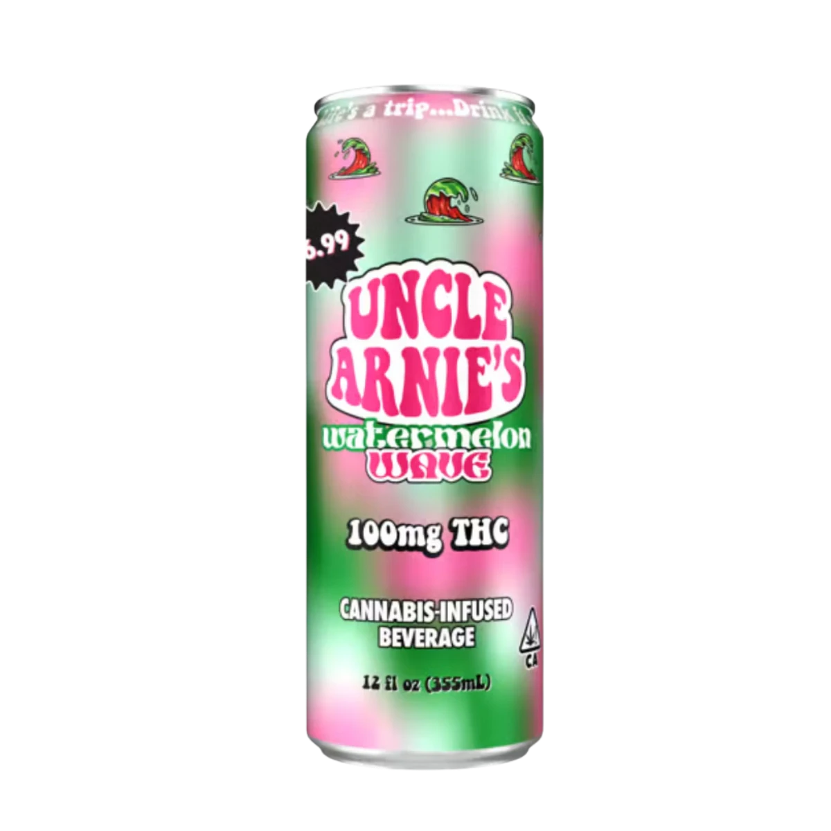 Uncle Arnies - Watermelon Wave | 12oz 100mg Can Beverage | Uncle Arnie's Main Image