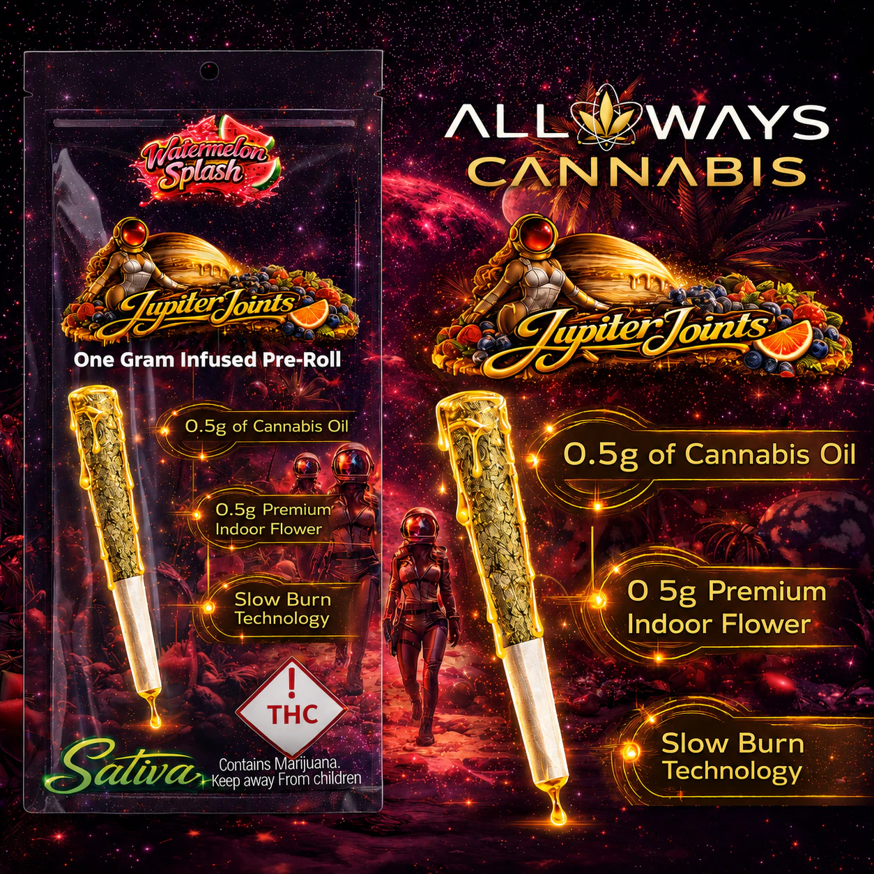 All Ways Aeroponics - All Ways Aeroponics - Watermelon Splash (S) Jupiter Joints Infused 1g Main Image