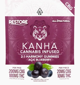 KANHA - Acai Blueberry - 2:1 CBG/THC - 10ct - 100mg