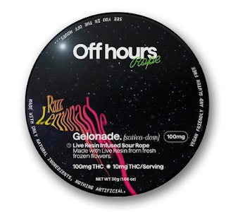 OFF HOURS - Off hours - Live Resin Rope - "Gelonade" Razz Lemonade - 100mg - Edible