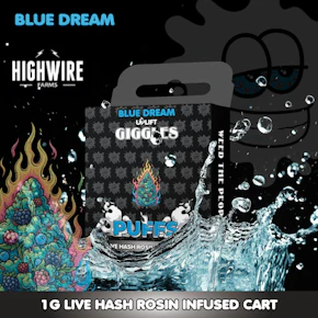 Giggles Puffs Live Hash Rosin Cart Blue Dream 1g