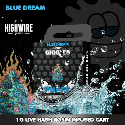 Giggles Puffs - Giggles Puffs Live Hash Rosin Cart Blue Dream 1g Main Image