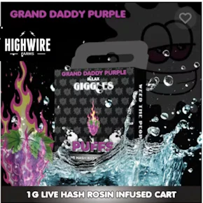 Giggles Puffs Live Hash Rosin Cart Grand Daddy Purple 1g