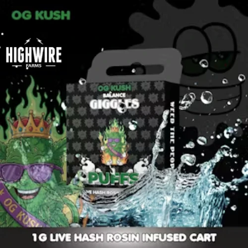 Giggles Puffs - Giggles Puffs Live Hash Rosin Cart OG Kush 1g Main Image