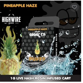Giggles Puffs Live Hash Rosin Cart Pineapple Haze 1g