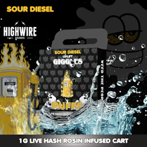 Giggles Puffs Live Hash Rosin Cart Sour Diesel 1g