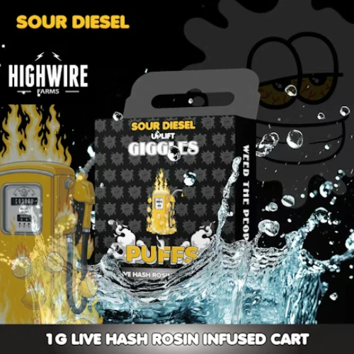 Giggles Puffs - Giggles Puffs Live Hash Rosin Cart Sour Diesel 1g Main Image