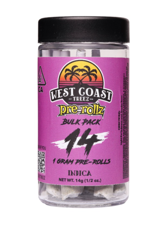 West Coast Treez | Hindu Kush | Sungrown Pre-Roll 14pk |