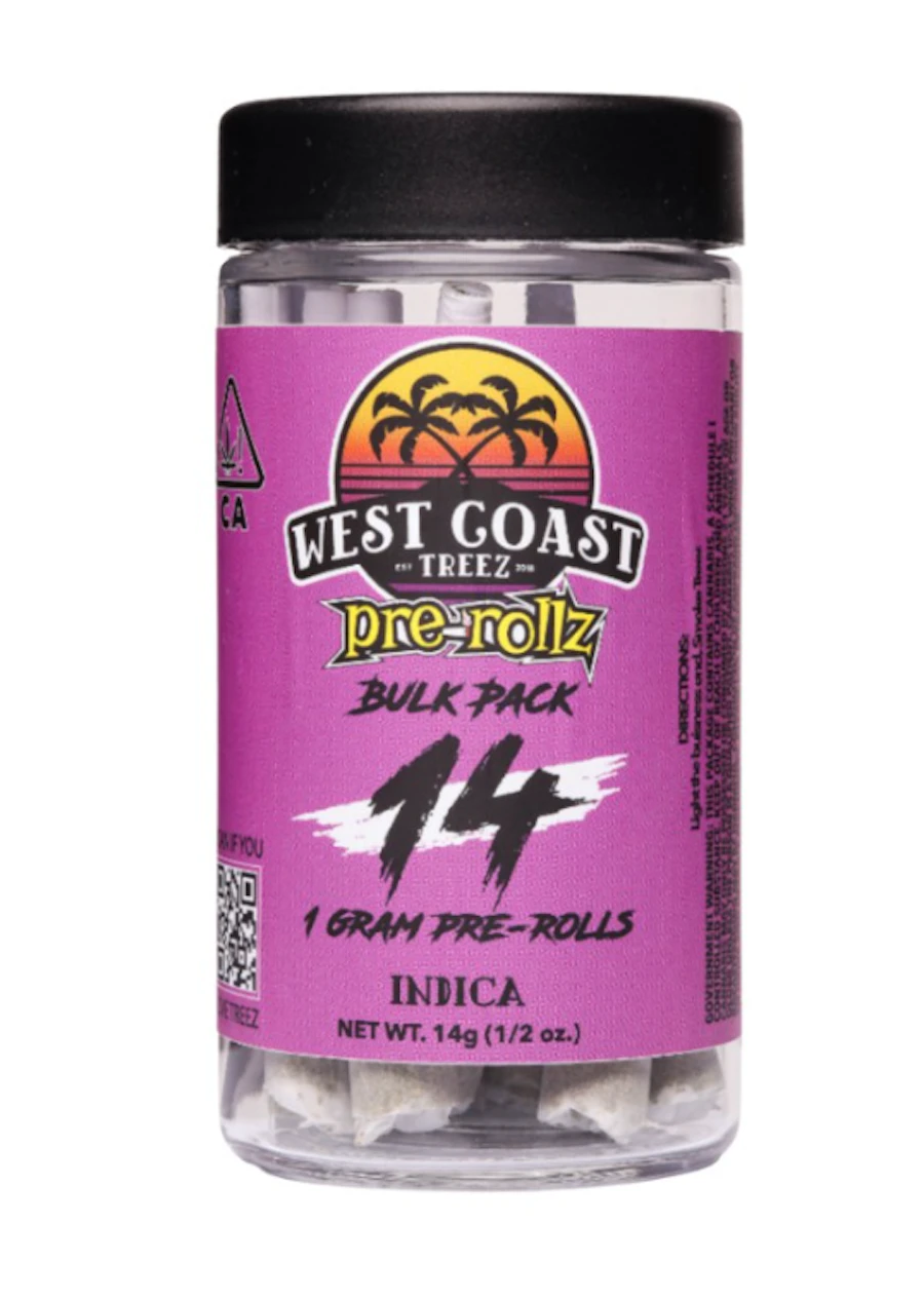 West Coast Treez | Hindu Kush | Sungrown Pre-Roll 14pk | 14g