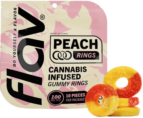 Flav - Peach -Indica-  Cannabis Infused (gummy) Rings- 100mg 10 pieces | VEGAN  Flav    -dd4
