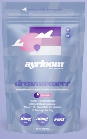 AYRLOOM - Dreamweaver -Hybrid- 1:3 THC:CBN 2 Pack Gummies 20mg THC | Ayrloom     -a4 FRONT