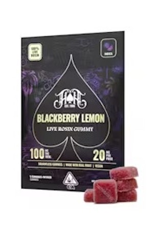 Heavy Hitters - Blackberry lemon -Indica- 100mg 5pc | Live Rosin Solventless (Gummy) | Made with Real Fruit | Heavy Hitters      -r6 FRONT