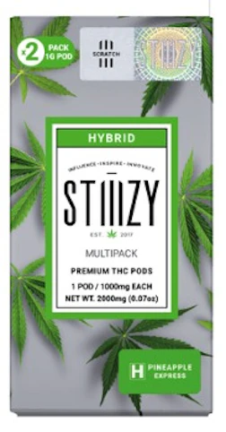 STIIIZY -  PINEAPPLE EXPRESS -Hybrid- 80.60% THC | (Pack Of (2) 1g) Pods - STIIIZY    - LL3 middle 2