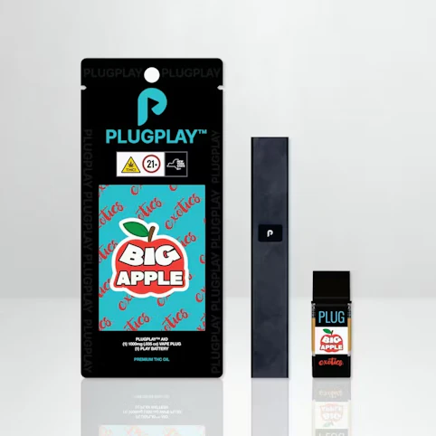 PLUGPLAY - Big Apple -Hybrid- 79% THC | 1g AIO (Vape Pen) | PLUGPLAY    -UUU12 BACK