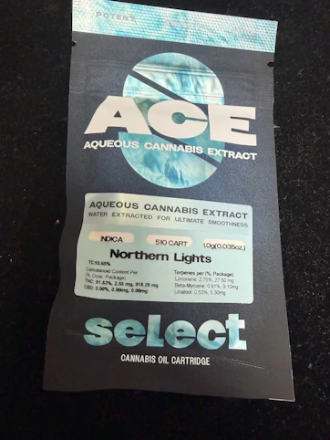 Select - Northern Lights -Indica- 92.24% THC | 1g ACE (Vape Cart) | Select  -xxx4 back
