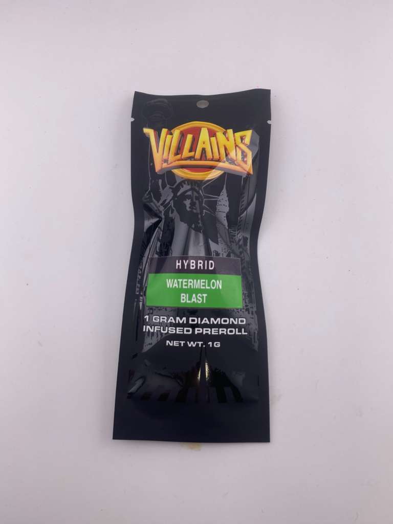 Watermelon -Hybrid- 52.63% THC | 1g Diamond Infused (Pre-Roll) | Villians  -T10
