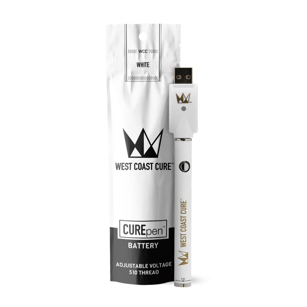 West Coast Cure - White 510 Thread Cure Pen Battery | West Coast Cure Main Image