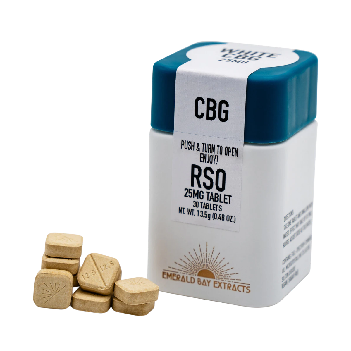 Emerald Bay Extracts - White CBG (H) | 25mg/1000mg (40pk) CBG RSO Tablets | Emerald Bay Extracts Main Image