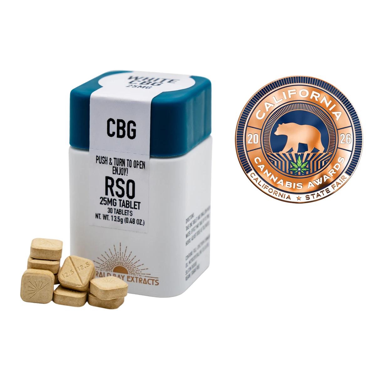 Emerald Bay Extracts - White CBG (H) | 25mg/1000mg (40pk) CBG RSO Tablets | Emerald Bay Extracts Main Image