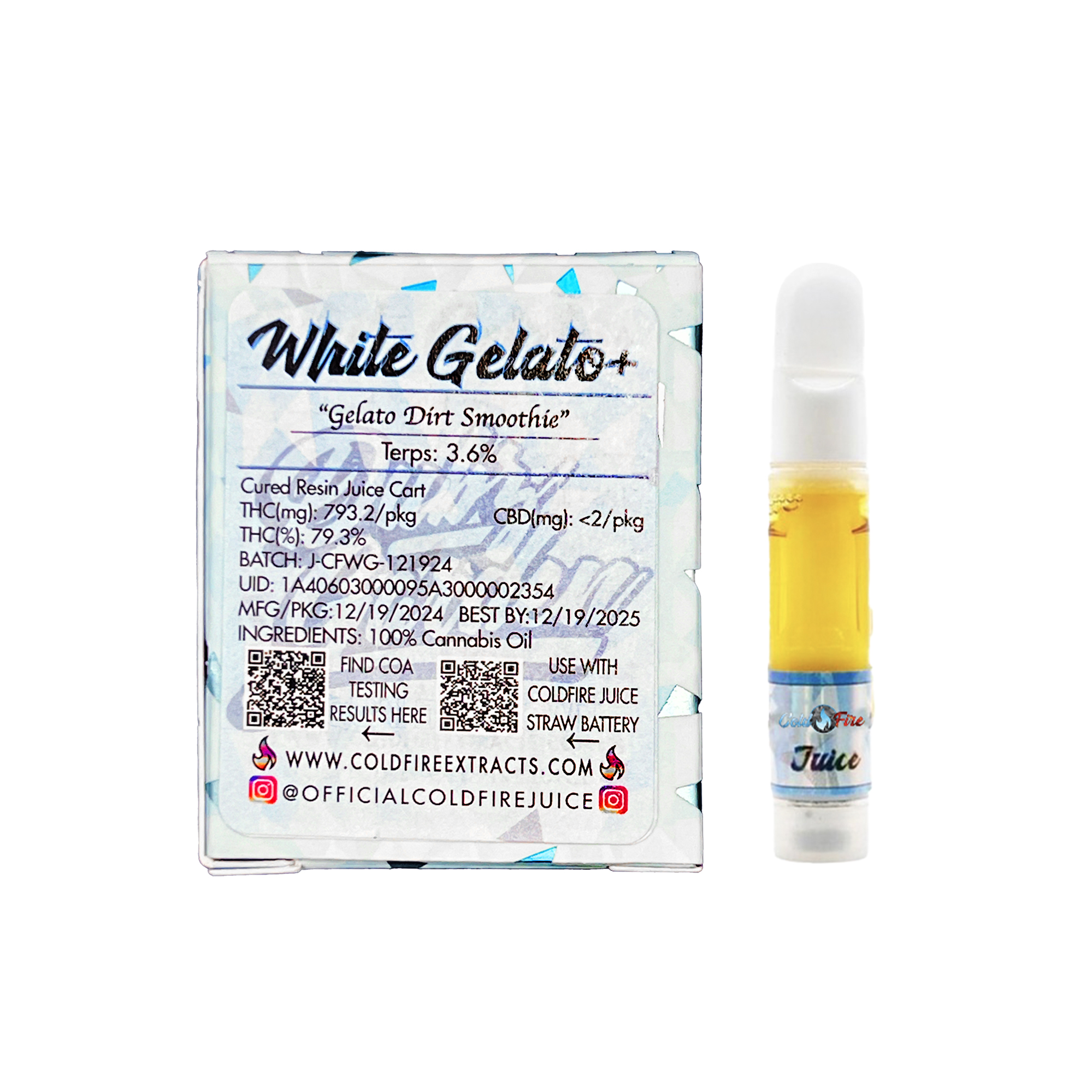 ColdFire x Dubz Garden White Gelato+ Live Juice Cartridge 1.0g